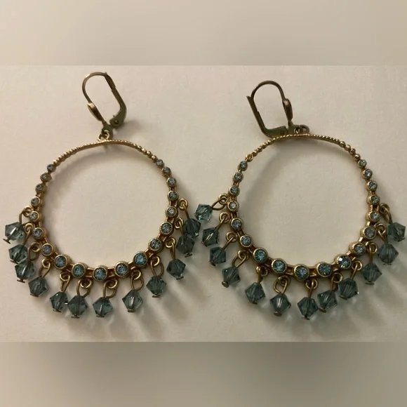 CATHERINE POPESCO La Vie Parisienne Gold Hoop Beaded Crystal Earrings - Picture 6 of 9